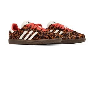 Leopard Print Sneakers with Red Accents